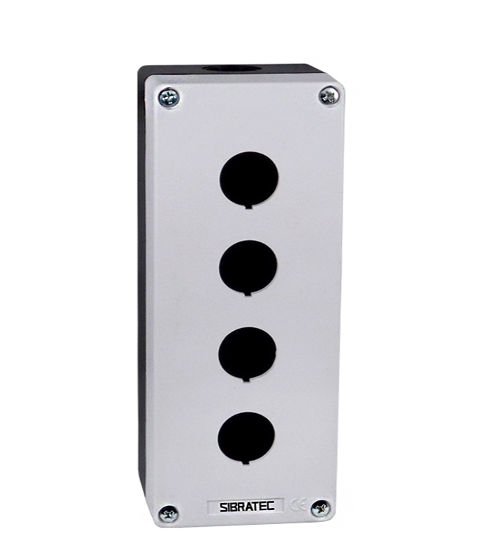 Caixa Plástica Cinza BX1/4G com 4 Furos 22mm - Dimensões: 185x70x65mm (CxLxP)